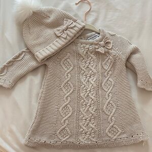cupcakes & cashmere Beige Knit Kids Matching Set